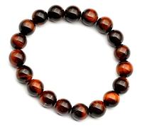 Natural Red Tiger Eye Beaded Stretchy Bracelet, Genuine Red Crystal, Capricorn Gemstone Elastic, 8mm Beads, Fashion Jewelry, Healing, Durable