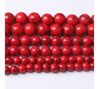 Natural Red Turquoise Stone Beads Gemstone Round Crystal Energy Jade for Jewelry Making DIY Bracelet Necklace Jewelry Making 1 Strand 15.5inch 35PCS 10MM