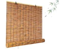 Natural Reed Blinds Bamboo Privacy Screen Sun Shades Breathable Dustproof with Lifter Light Filtering Partition 40 50 80 100 120 155 160 165cm for Garden Patio Kitchen