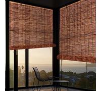 Natural Reed Curtain Thermal Blackout Roller Blinds Hand-Woven Bamboo Roll Up Blind Door Windows Waterproof Light Filtering Sun Shade Privacy Shade for Patio Indoor Outdoor Porch ( Size : 24x43in(WxH)