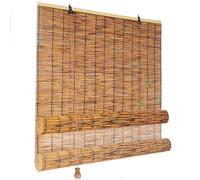 Natural Reed Curtains - Retro Light Filtering Bamboo Roll Up Shades - Indoor Privacy Bamboo Blinds - Breathable Sun Shades 50-150cm Wide For Garden/Balcony/Home Decor(100x100CM/39x39IN(WxH))