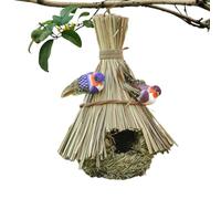 Natural Reed, Rustic Outdoor Decor, Bird Nest For Cage -Handwoven Grass Shelter, Breathable Birdhouse | Hanging Lanyard Strap, Finch Nest Hummingbird House For Parrot Parakeet Canary Garden