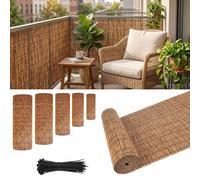 Natural Reeds Fence Roll H 61/91/122/153/183 cm Outdoor Patio Privacy Screen with Cable Zip Ties Decorative Sun Shade Bamboo Fencing Panels for Balcony Garden Pool Backyard Divider(H30xL61cm)