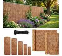 Natural Reeds Fencing Panels H 61/91/122/153/183 cm Outdoor Balcony Privacy Screen with Cable Zip Ties Sun Shade Bamboo Fence for Patio Pool Garden Decorative Backyard Divider(H91xL640cm)