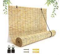 Natural Reeds Sunshade For Patio, Balcony Privacy Screen, 60 80 90 100cm No Drill Blinds For Window, Adhesive Bamboo Roller Blinds, Easy Fit Stick On Window Shades(W185 x H165 cm)