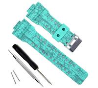 Natural Resin Replacement Watch Band Strap for Casio Mens G-Shock GD120/GA-100/GA-110/GA-100C (Line Pattern-Green)