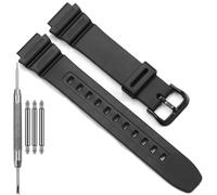 Natural Resin Strap Compatible with Casio F108WH AE1200WH AE-1300WH WS1600H AE1000W A158WA A168WA-1 Watch Band Waterproof Replacement Bracelet, Black band black buckle, One Size, Casual