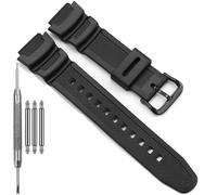 Natural Resin Watch Band Compatible with Casio AE1000W AE1200WH F108WH W218H W219H W800HG MRW200H Waterproof Rubber Watchband Strap (Black band black buckle)