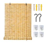 Natural Retro Reed Curtain, Bamboo Roller Blinds for Windows, Bamboo Blind, Lifting Straw Blind Sun Shade Roll Up Bamboo Shades, Door Curtain, Sun Protection and Privacy for Doors and Windows