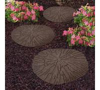 Natural Reversible Stepping Stones Eco-Friendly Cracked Log Effect Ornamental Recycled Rubber For Garden, Path & Patio (X8)