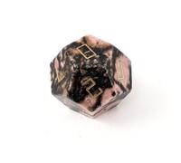 Natural Rhodonite Crystal Dice - Hand-Carved Gemstone Dice D4 D6 D8 D10 D12 D20 Percentile or 7PCS RPG Dice Set for DND & Tabletop Games(D12Face)