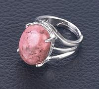 Natural Rhodonite Crystal Ring Oval Big Ring Adjustable Women'S Open Ring Reiki Balance Stone Rings Ankle Finger Rings Eternity Ring For Women Girl Men