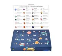 Natural Rock Advent Set 2025-24 Days Crystal Discovery Collection, Geological Mineral Kit, Educational Design, Polished Stone Variety Pack, Festive Gift Arrangement | Kids Adults Teens