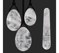 Natural Rock Quartz Yoni Eggs Set Kegel Exercise Drilled Jade Eggs White Crystal Yoni Wand Undrilled Stone Eggs-Drilled Set No Box
