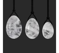 Natural Rock Quartz Yoni Eggs Set Kegel Exercise Drilled Jade Eggs White Crystal Yoni Wand Undrilled Stone Eggs-Drilled Eggs No Box