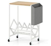 Natural Rolling Turntable Stand Vinyl Record Storage Rack