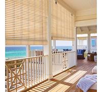 Natural Roman Blinds for Windows, Customize Outdoor Roller Blinds with Lift, Handwoven Bamboo Shades for Patio, Privacy Protection Window Dressing with Accessories, For Indoor Outdoor Kitchen Gazebos