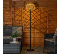 ValueLights | Natural Rope Solar Powered Outdoor Garden Light Floor Lamp with Rattan Shade