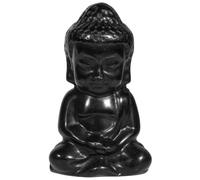 Natural Rose Quartz Buddha Figurine Crystal Stone Sculpture Hand Carved Stone Statue Decor,Black Obsidian
