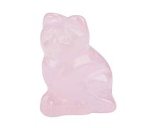 Natural Rose Quartz Crystal Healing Stone Hand Carved Mixed Gemstone Cat Figurine Crystal Healing Stone for Home Decor Body Massage