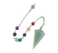 Natural Rose Quartz Crystal Pendulum, 7 Chakra Bead Chain, Metal Setting, Pointed Crystal Tip for Dowsing & Reiki Healing