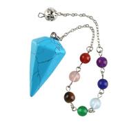 Natural Rose Quartz Crystal Pendulum, 7 Chakra Bead Chain, Metal Setting, Pointed Crystal Tip for Dowsing & Reiki Healing