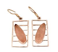 Natural Rose Quartz Gemstone Dangle Earring 3.5x1.5mm | Made in 925 Sterling Silver, Silver Plated |Pear Shape Stone, Smooth Minimlist Style Dangle For Women & Girls |LK_RDG_00212