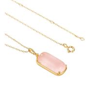 Natural Rose Quartz Pendants Necklace for Women Solid Plated Sweety Jewelry Presents