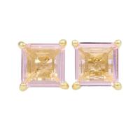 natural rose quartz stud in 925 sterling silver gold plated | square shape earring,minimalist style studs for women |LK_VSTD_0262