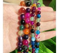 Natural Rose Quartzs Crystal Stone Beads Round Loose Spacer Beads for Jewelry Making DIY Bracelet Necklace 15" Inch 4/6/8/10/12mm-Colorful Agate_a-6mm About 61pcs