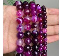 Natural Rose Quartzs Crystal Stone Beads Round Loose Spacer Beads for Jewelry Making DIY Bracelet Necklace 15" Inch 4/6/8/10/12mm-Stripped Agate_a-6mm About 61pcs