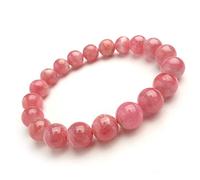 Natural Rose Rhodochrosite Gemstone Stretch Round Bead Bracelet 10mm