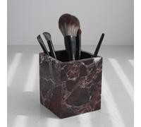Natural Rosso Levanto Marble Square Storage Container for Toothbrush/Makeup Brush/Pens, Countertop Organizer Bathroom