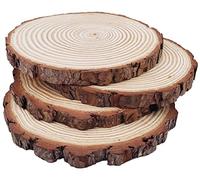 Natural Round Discs Rustic Wood Slices 4 PCS 8.2-9 inch Unfinished Wood kit Circles Crafts Tree Slices with Bark Log Discs for DIY Arts and Wedding Party Potluck Banquet Ornaments Decorations
