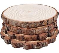Natural Round Discs Rustic Wood Slices 4 PCS 9-10 inch Unfinished Wood kit Circles Crafts Tree Slices with Bark Log Discs for DIY Arts and Wedding Party Potluck Banquet Ornaments Decorations