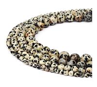 Natural Round Gemstone Beads,60pcs 6mm Red Frosted Agate Beads Unpolished Cracked Matte Round Loose Gemstone Beads for Jewelry Making DIY Bracelet Necklace(Dalmatian Jasper,10MM)