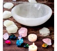 Natural Round Selenite Crystal Bowl White Stone Charging Dish for Cleansing Healing Energizing Crystals Polished White Selenite Charging Dish for Crystals and Jewelry (10cm)