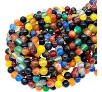 Natural Round Smooth Agate Gemstone Loose Beads for Jewelry Making 15" Strand per Bag Wholesale (4mm, Colored Agate)