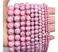 Natural Round Stone Beads 4 6 8 10 12mm White Howlite Turquoise Red Pink Turquoises Loose Gem Bead for DIY Craft Ornament Making-Pink-8mm APX 45pcs