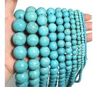 Natural Round Stone Beads 4 6 8 10 12mm White Howlite Turquoise Red Pink Turquoises Loose Gem Bead for DIY Craft Ornament Making-Blue-8mm APX 45pcs