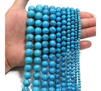 Natural Round Stone Beads 4 6 8 10 12mm White Howlite Turquoise Red Pink Turquoises Loose Gem Bead for DIY Craft Ornament Making-Dark blue-8mm APX 45pcs