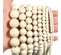 Natural Round Stone Beads 4 6 8 10 12mm White Howlite Turquoise Red Pink Turquoises Loose Gem Bead for DIY Craft Ornament Making-Beige-8mm APX 45pcs