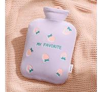 Natural Rubber hot Water Bottle with Cover, Leak-Proof Design for hot/Cold compresses, Menstrual Cramps/Hand-Foot Warming/Neck-Shoulder Pain Relief, Ultra-Soft Feel(Purple,500ml)