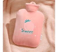 Natural Rubber hot Water Bottle with Cover, Leak-Proof Design for hot/Cold compresses, Menstrual Cramps/Hand-Foot Warming/Neck-Shoulder Pain Relief, Ultra-Soft Feel(Pink,1000ml)