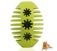 Natural Rubber Rugby Ball Dog Toy with Treat Dispenser Slow Feeder for Aggressive Chewers, Interactive Fetching & Chewing Toy for Puppy Teething Relief, Durable Pet Toy