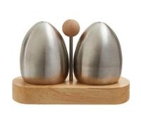 Natural Rubberwood Salt and Pepper Pots Stainless Steel Inlay Spice Shakers Set