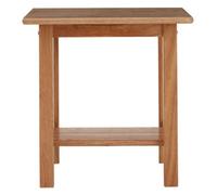 Natural Rubberwood Square Side Table with Lower Storage Shelf and Lattice Panel