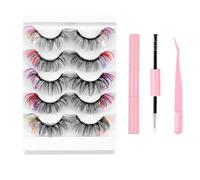 Natural Russian Eyelash Kit 20 Pairs False Eyelashes D Curl Natural 2 Styles Lightweight Thick Fluffy Comfortable Reusable Packs with Glue B4922