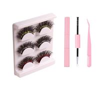 Natural Russian Eyelash Kit 20 Pairs False Eyelashes D Curl Natural 2 Styles Lightweight Thick Fluffy Comfortable Reusable Packs with Glue B4922