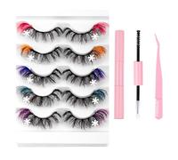 Natural Russian Eyelash Kit 20 Pairs False Eyelashes D Curl Natural 2 Styles Lightweight Thick Fluffy Comfortable Reusable Packs with Glue B4922